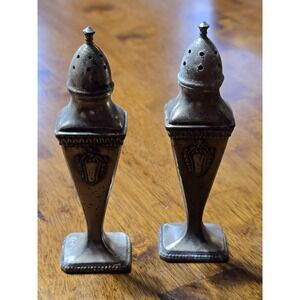Vintage ASCO Salt And Pepper Shaker Set #121 Silver Plate Art Nouveau Ornate 5"H